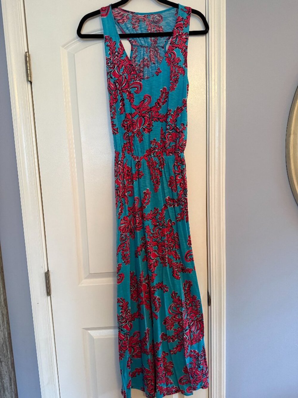 Lilly Pulitzer Turquoise Pink Print Maxi Dress Small